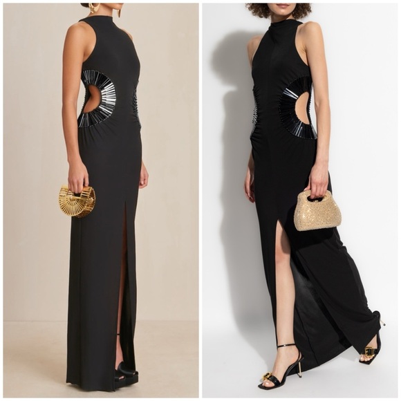 NWT Cult Gaia Ryann Black Cut Out Maxi Dress Gown SZ M